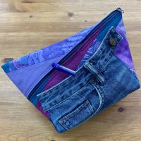 Patchwork bag with denim elements - LilacBlue