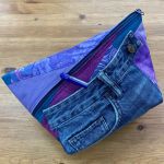 Patchwork bag with denim elements - LilacBlue